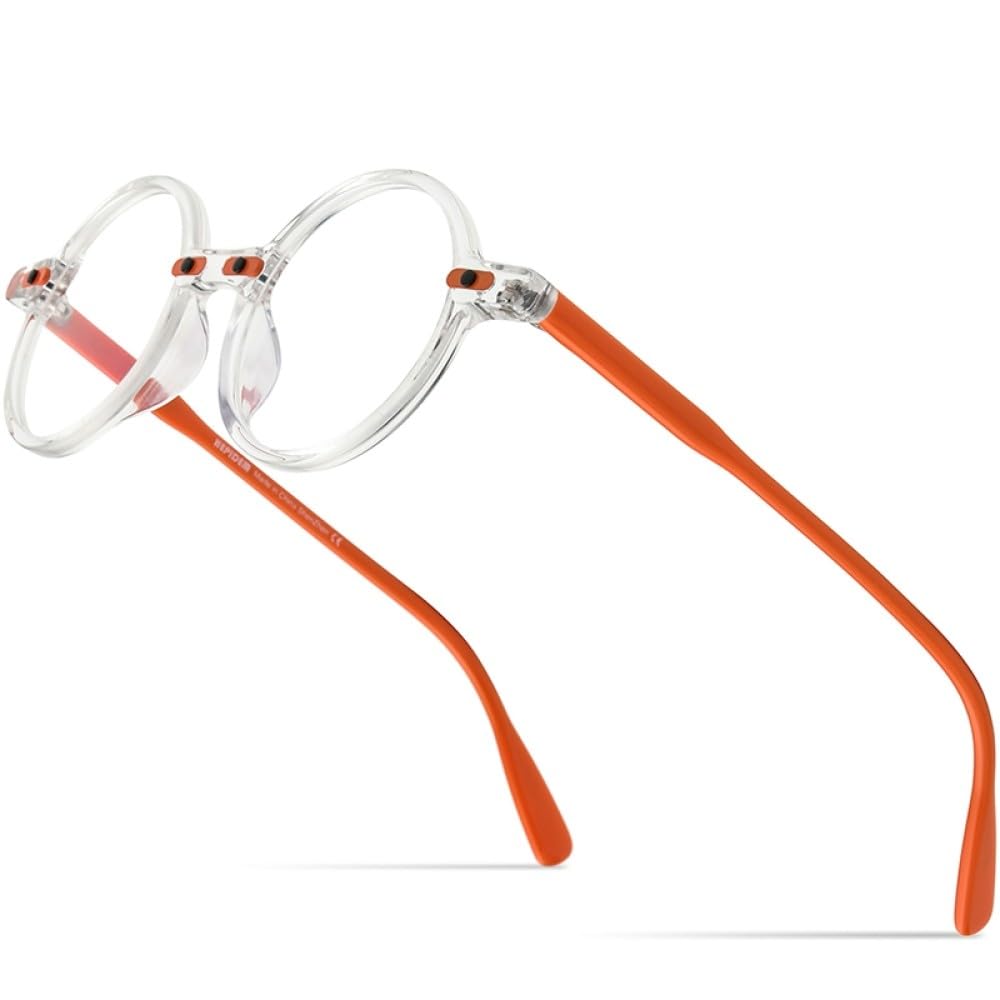 MUTYNE Montura de gafas de acetato para hombre, anteojos transparentes redondos Retro Vintage, gafas para mujer