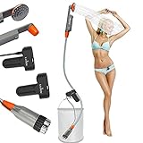 Zooma Tragbare Duschen Camping Dusche, Campingdusche mit Tauchpumpe, Tragbar Outdoor Dusche Wasserpumpe für Camping (Orange (2 Batterien))