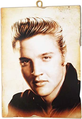 KUSTOM ART Elvis Presley Tableau de style vintage Impression sur bois 10 x 15 cm Cover