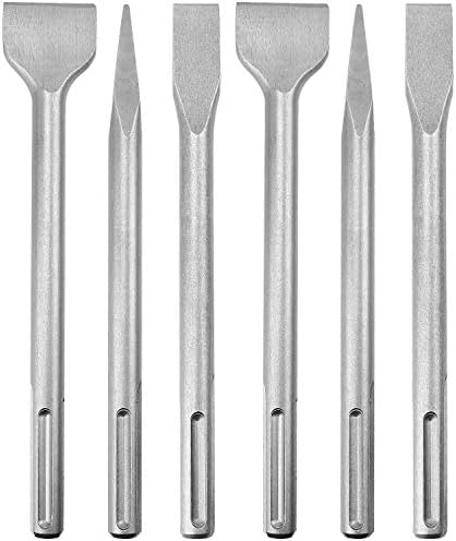 6-Piece SDS Max Chisel Set, CBTONE Concrete Drill Bit Set Rotary Hammer Bits Chisel Set Including Point Chisel, Flat Chisel and Scaling Chisel