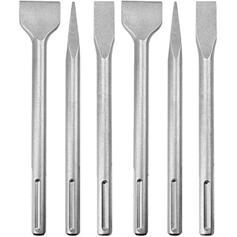 6-Piece SDS Max Chisel Set, CertBuy Concrete Drill Bit Set Rotary Hammer Bits Chisel Set Including Point Chisel, Flat Chisel and Scaling Chisel Cover