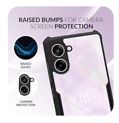 Image of Back Cover Case + Screen Protector for OnePlus Nord CE5 5G | Transparent & Black Mobile Phone Back Case Cover for 1 + OnePlus Nord CE 5 | One Plus Nord CE5 5G TPU & PC Black Case