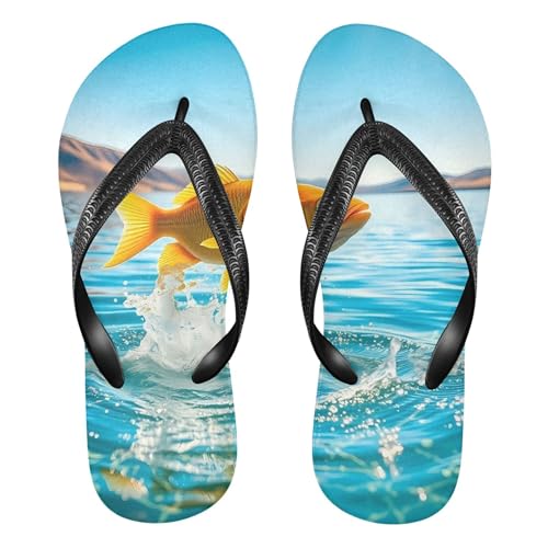 Burbuja Goldfish Jumping Out Of Water Flip Flops for Women Men, Soft Thong Sandals Rubber Slippers for Pool Beach Essentials