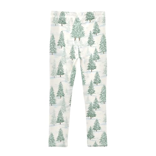Girls' Athletic Leggings Ankle Length Yoga Dance Pants Kids Teen 4T Watercolor Tree2