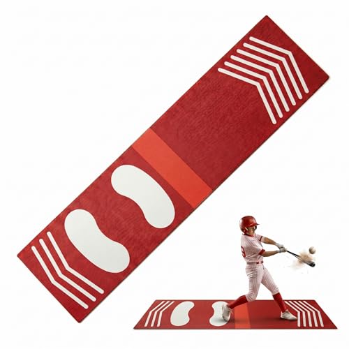 Yuirote Trainer Mat Baseball Pitching & Throwing Training Mat for Stride & Stance Practice Wear Resistant Non-Slip Portable Indoor/Outdoor Auxiliary Tool for Youth Beginners & Softball Pitchers