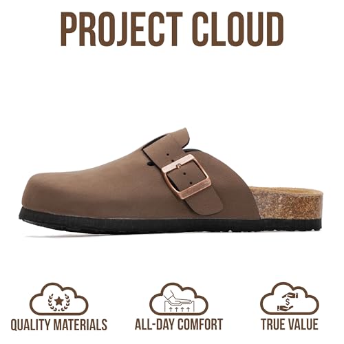 Image of Project Cloud 100% Genuine Leather Footbed Clogs for Women - Memory Foam Arch Support Slippers for Women - Trendy Slip-ons Women's Mules & Clogs Sandals