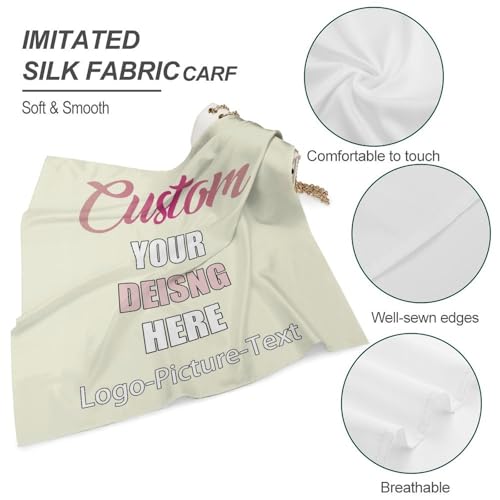Custom Scarves for Women Personalized Head Scarf Add Your Photo Logo Text Customized Bandana Hair Scarfs Shawl Wraps4