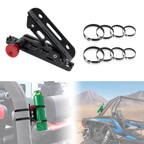 BOVIROOS Adjustable Aluminum Roll bar Fire Extinguisher Mount Holder Bracket Compatible with for Jeep Wrangler TJ JK JL Gladiator JT Ford Bronco UTV Polaris RZR Can-Am with 8 Scratch Proof Clamps
