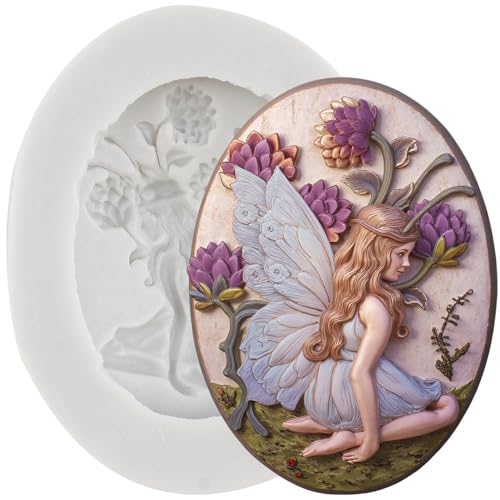 MINFEIDMS Molde de silicona con forma de hada de hadas para decoración de pasteles de azúcar, decoración de cupcakes, chocolate, pasta de goma, caramelo, arcilla polimérica