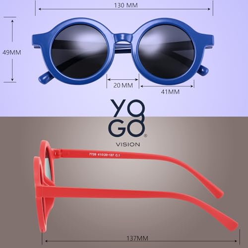 Yogo Vision Polarized Round Sunglasses for Kids Cute Children's Shades Girl Boy Classic Sun glasses4