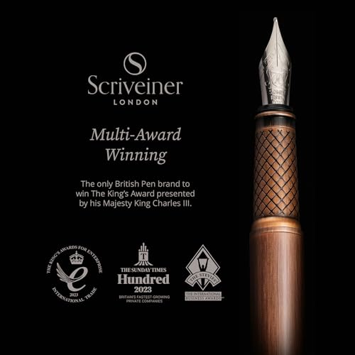 Image of Scriveiner Luxury Fountain Pen - Stunning Copper Luxury Pen, Schmidt Gilded Nib (Fine), Converter, Best Pen Gift Set for Men & Women, Professional, Executive, Office, Nice Pens