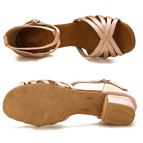 Image of Yokala Ballroom Latin Salsa Dance Shoes Women Low Heel Practice Dancing Sandals for Social Dance Beginner S04