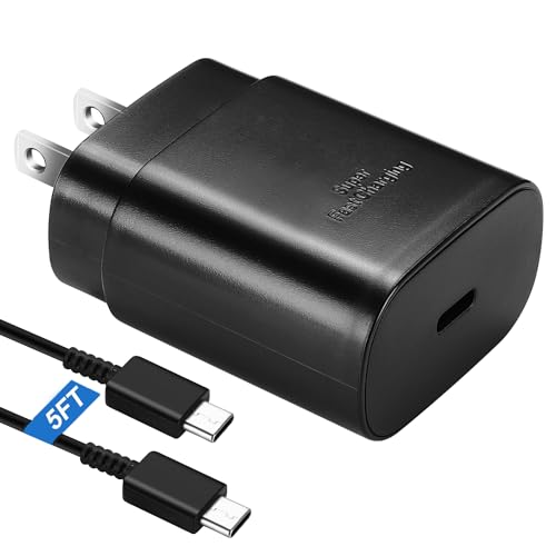 Super Fast Charger Type C Kit, 25W PD USB C Android Phone Charger Block & 5FT C Charger Cable Fast Charging Cord for Samsung Galaxy S24 Ultra/S24/S23 Ultra/S23/S22/S21/S20/Plus/Ultra/FE/Note 20/10