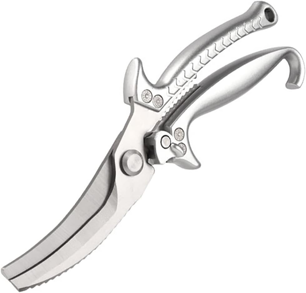 Kitchen Scissors Multifunctional Stainless Steel Strong Chicken Bone Shear Meat Household Utility Knife(Red Scissors)
