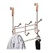 Relaxdays Türgarderobe mit 3 Doppelhaken, edle Türhakenleiste zum Einhängen, Metall, HBT: 23,5 x 20,5 x 9,5 cm, Kupfer, 1 Stück