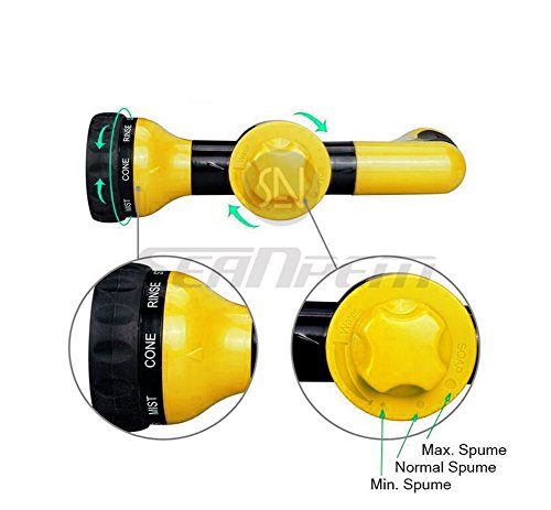 Foam Water Spray Gun - High Pressure Washing Tool - Heavy Duty 8 Pattern Watering Nozzle Garden Hose Sprayer Gun Flow Control Setting Knob for Car Washing Garden Lawn Room Floor Cleaning Pets Washing - Image 3