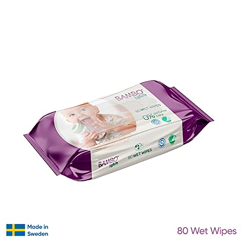Bambo Nature Wet Wipes, Newborn Essentials, Eco-Friendly Baby Wipes, Gentle & Soft Wipes, Moisturising & Skin-Friendly Wet Wipes - 80 Wipes (Packaging may vary) (Pack of 2)