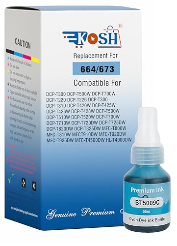 Image of KOSH BTD60 BT5000 Refill Ink Compatible for Brother DCP-T300 T310W T500W T520W T220 T700W T420W T425W T426W T428W T720DW T725DW T820DW T810W T910DW T920DW Printers (1, Cyan)