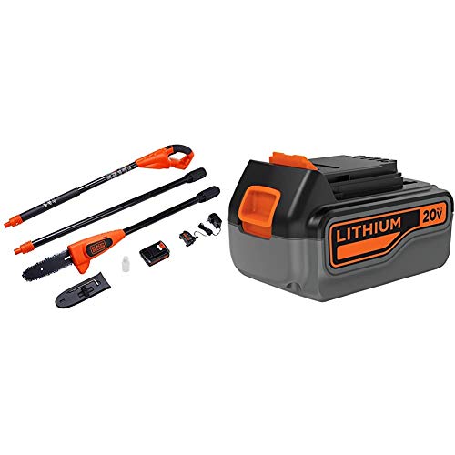 BLACK+DECKER 20V MAX Pole Saw with 8-Inch Bar and extra battery