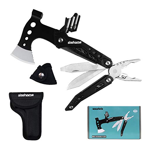 Slashome Multitool Survival Tools Axe with Knife Pliers Screwdriver Bottle Opener Ideal Christmas Birthday Gift Camping Gear Equipment Hunting Fishing for Men Boyfriend Husband Dad