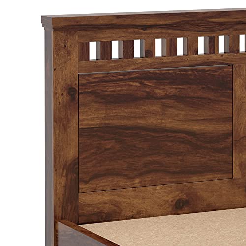 Image of SANKAT MOCHAN Industries Solid SHEESHAM Honey Brown Wooden King Size Bed Double Bed Furniture for Bedroom Living Room (Honey Finish) Matters Size (6 * 6.5) (Coran)
