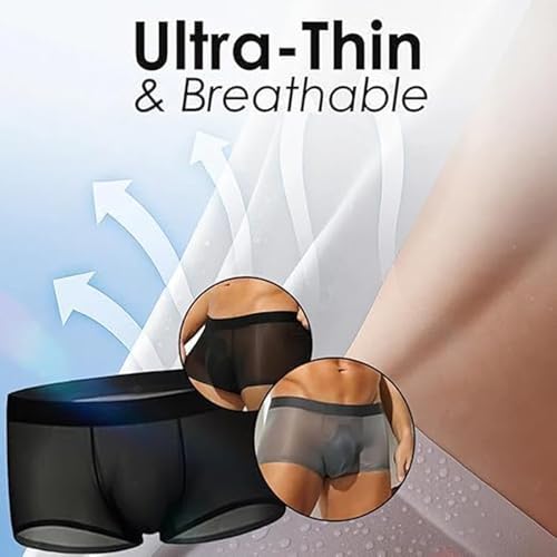Niksy Underwear, Men's Transparent Breathable Briefs, Niksy Mens Ultra-Thin Ice Silk Transparent Boxer Briefs2