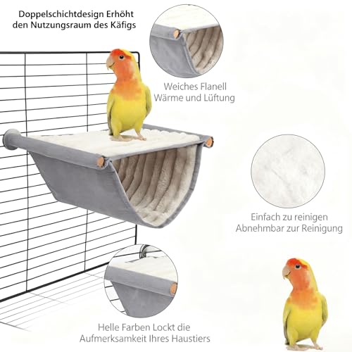 Qnvyw Vogel Hängematte Etagenbett, Wellensittich Zubehör, Winter Warm Vogelnest Haus, Grau, Für Papageien Und Kleine Vögel, Gemütlicher Schlafplatz Und Spielbereich