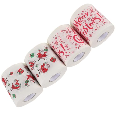 Papel higiénico navideño de doble capa GARVALON con dibujos de Papá Noel pack de 4 rollos 2