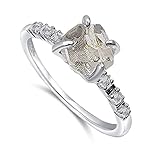 Real Raw Herkimer Diamond Dainty Ring white Gold Birthstone gift for sister daughter niece Christmas birthday Uniquelan Jewelry (herkimer-diamond, 8)