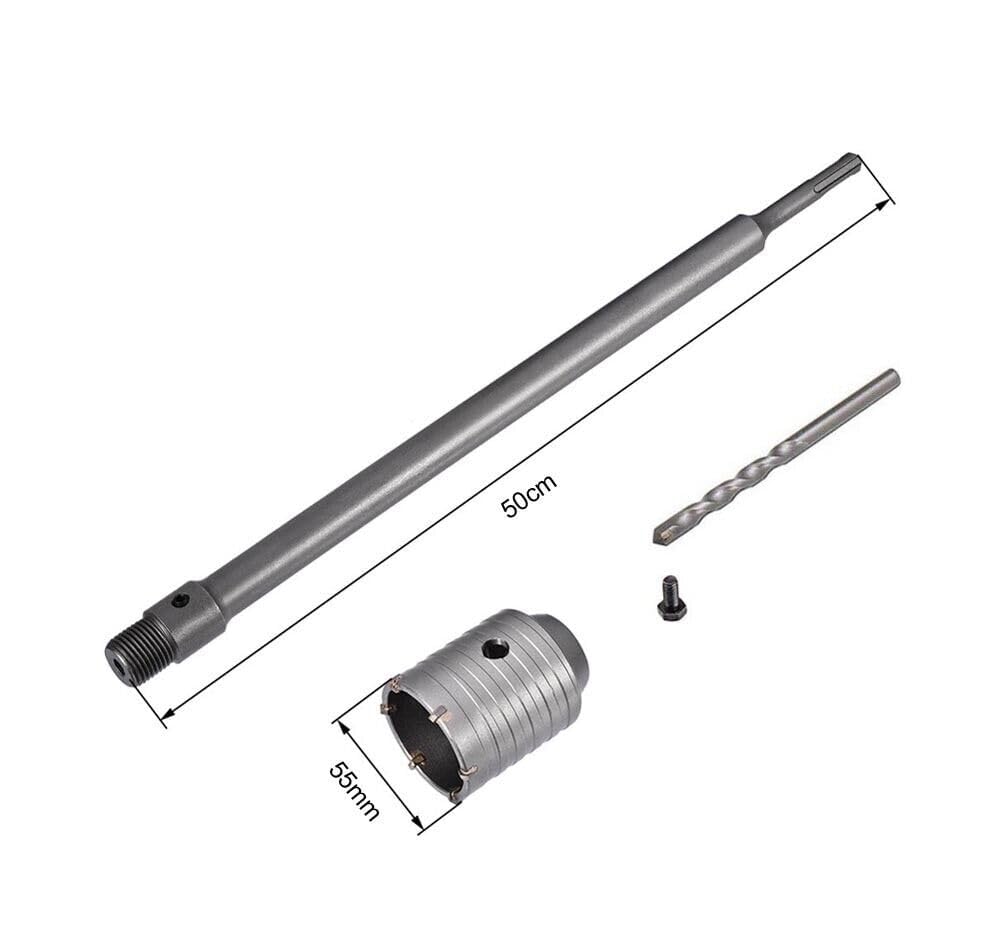 Fresa per cemento muro a tazza 55 mm asta prolunga 50 cm attacco trapano sds plus