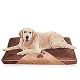 CAMA GRANDE PARA MASCOTAS: Esta cama rectangular acolchada para mascotas es perfecta para que tu perro o gato descanse o duerma cómodamente. Gracias a su color marrón y a su diseño decorativo en forma de huella de perro, combinará en cualquier espacio de tu hogar