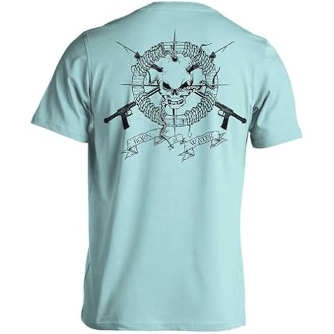 Skull and Speargun Spearfishing T-Shirt: Mens Short Sleeve for Fishing, Scuba Diving, Boating, and Beach - Lt Blue - L Cover