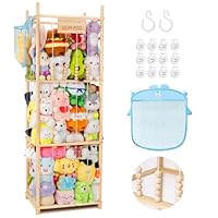 Kuscheltier Aufbewahrung Holz Stofftier Aufbewahrung Plüschtier Aufbewahrungs aus Massivholz Große Kapazität für Babyzimmer Wohnzimmer Schlafzimmer Kuscheltieraufbewahrung Kuscheltier Zoo 146x50x40cm