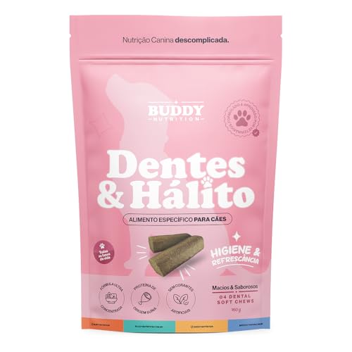 Buddy Nutrition - Dentes & Hálito | 4 Dental Soft Chews | Proteína De Origem Suína | Hexametafosfato