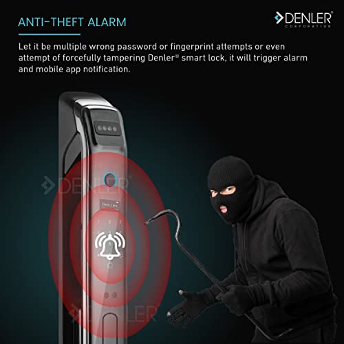 Image of Denler Doorbell Lock | Smart Door Lock with | Inbuilt Wi-Fi | Anroid & iPhone app Support | Fingerprint | RFID Card | PIN | Key | 3 Years Warranty