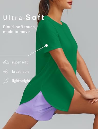 Image of PINSPARK Workout Tops for Women Short Sleeve Athletic Shirts UPF 50+ Quick Dry Running Outfits for Exercise Gym Hiking S-3XL