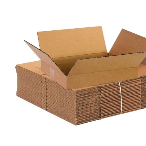 Image of BOX USA Shipping Boxes Flat 13 inchL x 10 inchW x 2 inchH, 25-Pack | Corrugated Cardboard Box for Packing, Moving and Storage