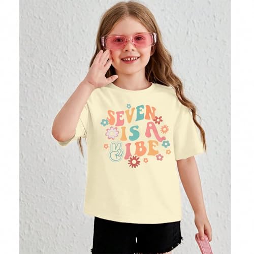Image of Birthday Girl Shirt Toddler 5th Birthday Shirt Five is A Vibe Print T-Shirt Cute Short Sleeve Outfit Kids