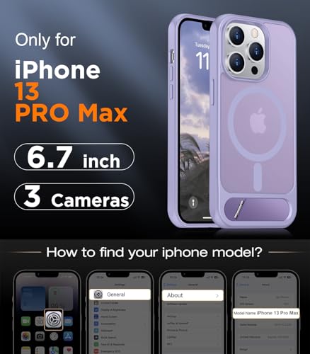 Image of Magnetic Compatible with iPhone 13 Pro Max Case, [Built-in Invisible Kickstand][Compatible with MagSafe] [Military Grade Shockproof] Slim Translucent Matte Phone Case for iPhone 13 Pro Max 6.7 inch
