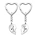 Lot de 2 porte-clés en argent avec pendentif en forme de cœur brisé - Cadeau pour sœurs - Pour femme, fille, anniversaire, remise de diplôme, Noël