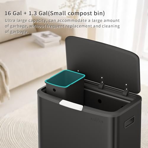 Bote de basura para cocina 16 gal mVm negro rectangular miniatura 5