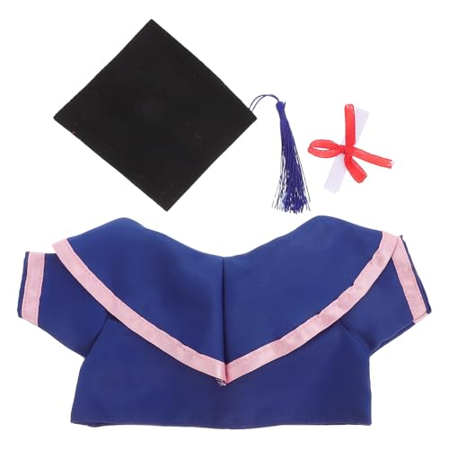 LOGOFUN Graduation Plush Bear Outfit with Red Cape Tassel Cap and Certificate DIY Stuffed Animal Costume Accessories Class of 2025 Party Favor Blue Pink