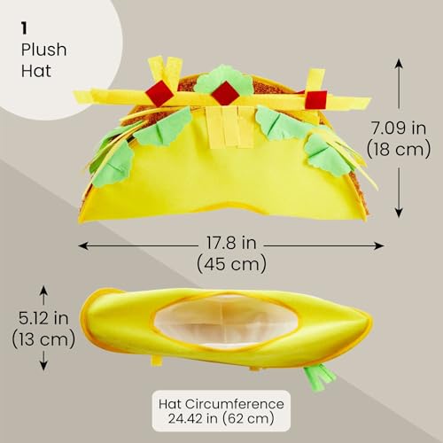 image for Juvale Plush Fiesta Taco Hat for Adults - 18 x 6 x 8 In, Multicolor - 