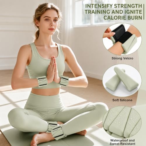 Image of BECOJADDE Ankle Weights Set of 2 (1 lb /2 lb /3 lb Each) Adjustable Wrist Weights for Women Men Wearable Arm Leg Weight for Pilates, Running, Walking, Workout, Yoga