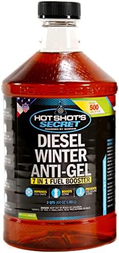 Hot Shot's Secret Diesel Winter Anti-Gel – 7-in-1 Diesel Fuel Additive – Prevents Gelling and Fuel Line Freeze-Ups – Boosts Cetane – Cleans Injectors – Improves Performance – 64 Oz