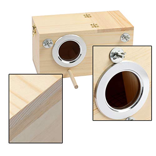 Image of Parakeet Nesting Box, Bird Nest Breeding Box Cage Wood House for Finch Lovebirds Cockatiel Budgie Conure Parrot (M:9.8 inchx5.1 inchx5.3 inch)