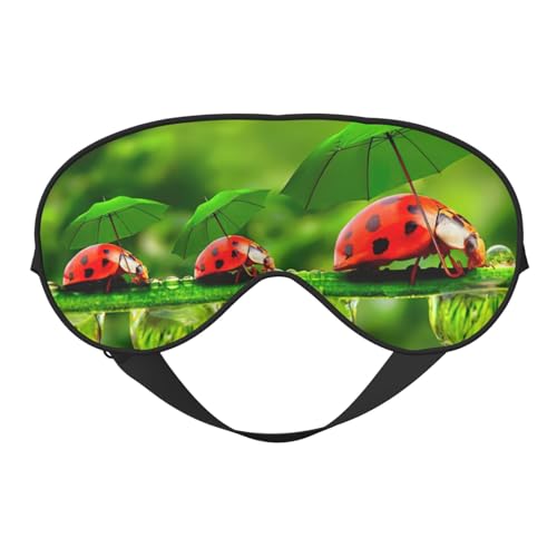 おもしろてんとう虫 傘 プリント ソフト 遮光 アイマスク トラベルアイマスク 横向き寝用アイカバー スリープアイマスク 男女兼用