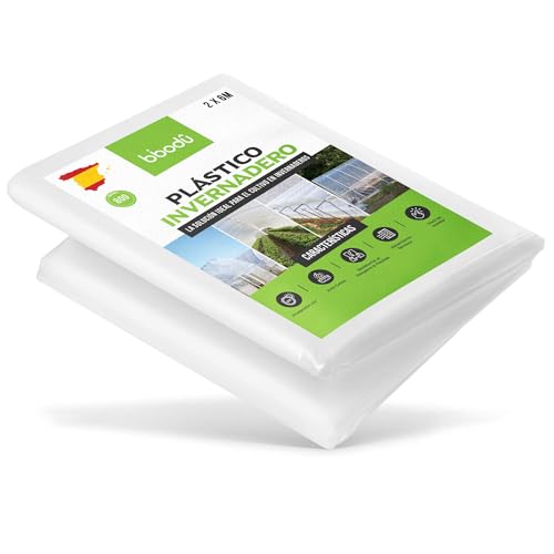 BIBODU Plastico Invernadero Transparente 2 x 6M | Máximo Rendimiento - 800 Galgas | Plástico para Huerto | Plástico para Invernadero para Agricultura, Hortalizas y Jardines