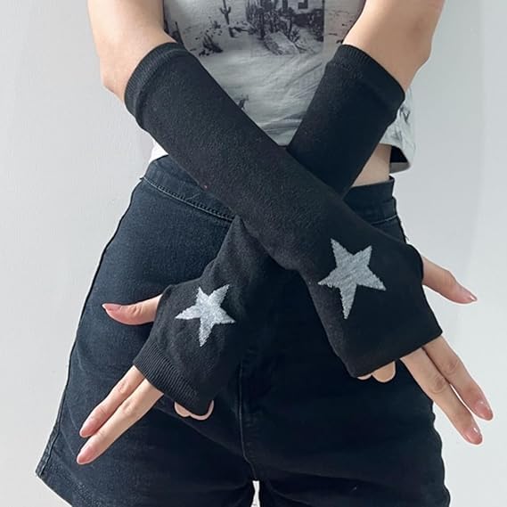 Yuoos Y2k Star Leg Warmers Arm Warmers Punk Gothic Gloves Harajuku Cute Leg Warmers for Women3