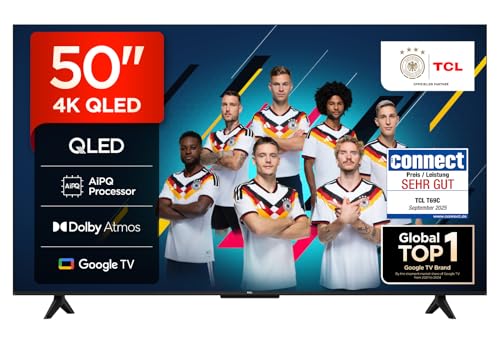 TCL 50T69C 50 Zoll QLED, Direct LED TV, 4K HDR TV, Smart Google TV (Dolby Vision & Atmos, Motion Clarity, Kompatibel mit Google Assistant & Alexa)